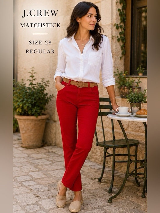 J. Crew Pants - J.Crew Matchstick Red Slim Straight Pants Size 28 Regular